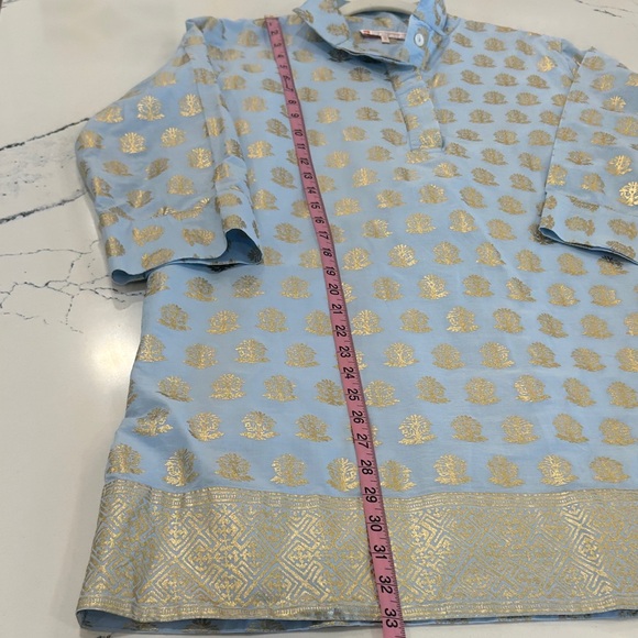 Blue and Gold Patterned Tunic Dress - Picture 12 of 13